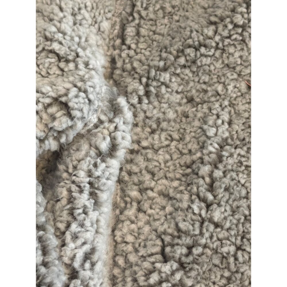 Katydid Gray Fleece Sherpa Quarter Zip Pullover Leather Zipper Pull Pockets Sz M - Picture 2 of 4
